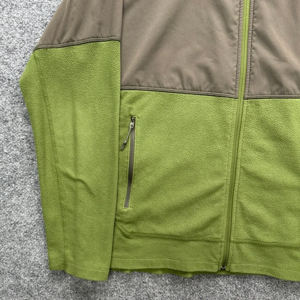 The North Face FlashDry Full Zip Jacket Mens XL‎ Green Brown Outdoor Fleece